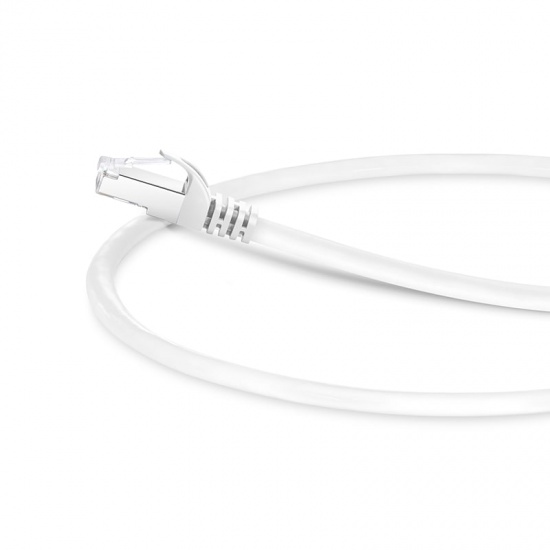 1ft (0.3m) Cat6a Snagless Shielded (SFTP) PVC CM Ethernet Network Patch Cable, White Pure Bare Copper PoE++ 550MHz