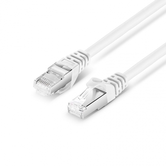 1ft (0.3m) Cat6a Snagless Shielded (SFTP) PVC CM Ethernet Network Patch Cable, White Pure Bare Copper PoE++ 550MHz