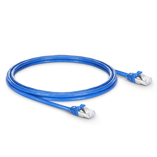 7ft (2.1m) Cat7 Snagless Shielded (SFTP) PVC CM Ethernet Network Patch Cable, Blue Pure Bare Copper PoE++ 600MHz